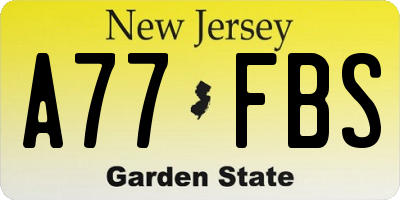 NJ license plate A77FBS