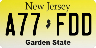 NJ license plate A77FDD