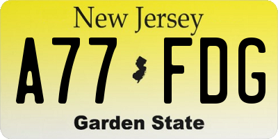 NJ license plate A77FDG
