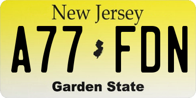NJ license plate A77FDN