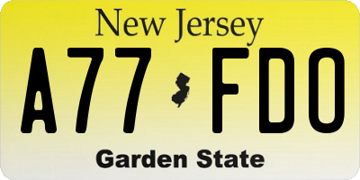 NJ license plate A77FDO