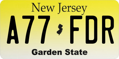 NJ license plate A77FDR