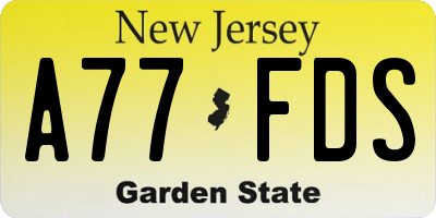 NJ license plate A77FDS