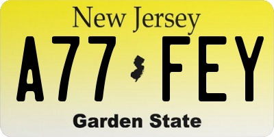NJ license plate A77FEY