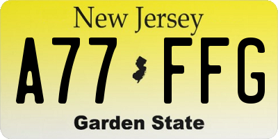 NJ license plate A77FFG