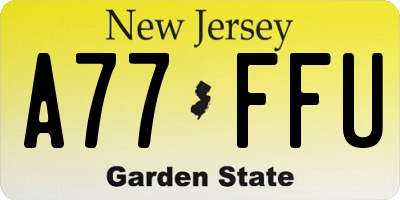 NJ license plate A77FFU
