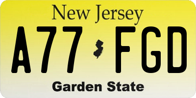 NJ license plate A77FGD