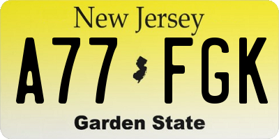 NJ license plate A77FGK