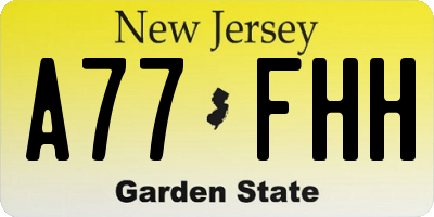 NJ license plate A77FHH