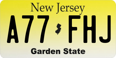 NJ license plate A77FHJ