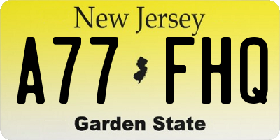 NJ license plate A77FHQ