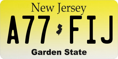 NJ license plate A77FIJ