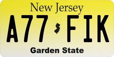 NJ license plate A77FIK