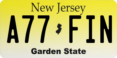 NJ license plate A77FIN