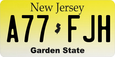 NJ license plate A77FJH