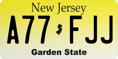 NJ license plate A77FJJ