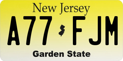NJ license plate A77FJM