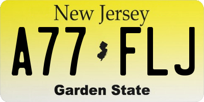 NJ license plate A77FLJ