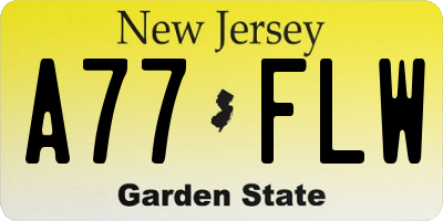 NJ license plate A77FLW