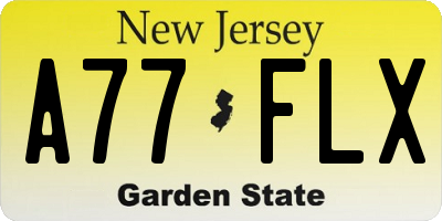 NJ license plate A77FLX