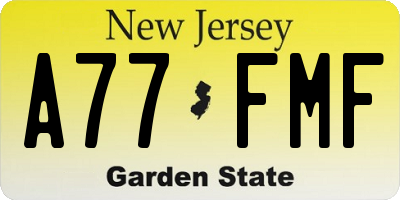 NJ license plate A77FMF