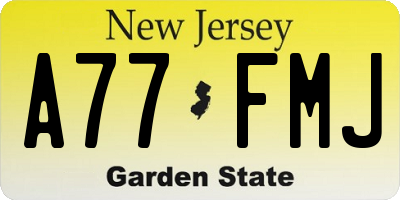 NJ license plate A77FMJ