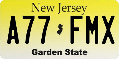 NJ license plate A77FMX
