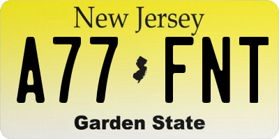 NJ license plate A77FNT