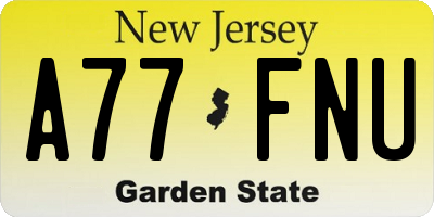 NJ license plate A77FNU
