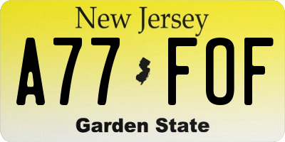 NJ license plate A77FOF