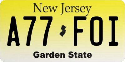NJ license plate A77FOI