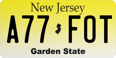 NJ license plate A77FOT