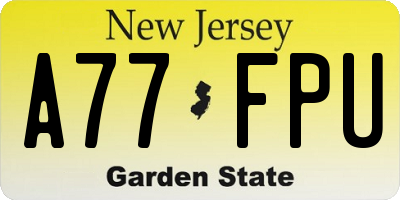 NJ license plate A77FPU