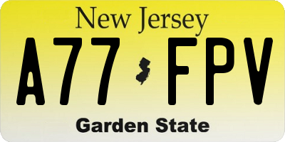 NJ license plate A77FPV