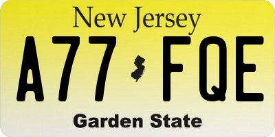 NJ license plate A77FQE