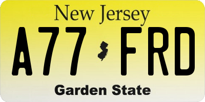 NJ license plate A77FRD