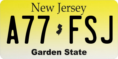 NJ license plate A77FSJ