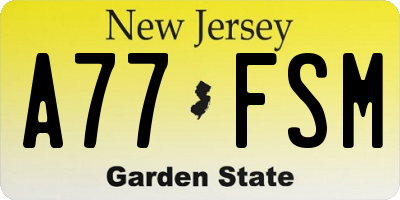 NJ license plate A77FSM