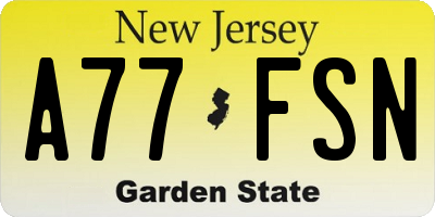 NJ license plate A77FSN