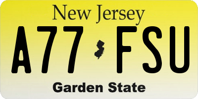 NJ license plate A77FSU