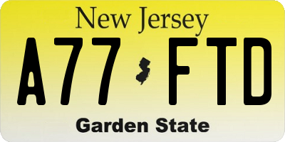 NJ license plate A77FTD