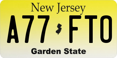 NJ license plate A77FTO