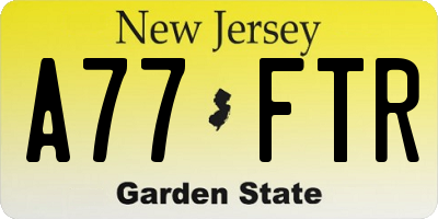 NJ license plate A77FTR