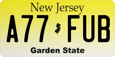 NJ license plate A77FUB