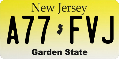 NJ license plate A77FVJ