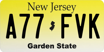 NJ license plate A77FVK
