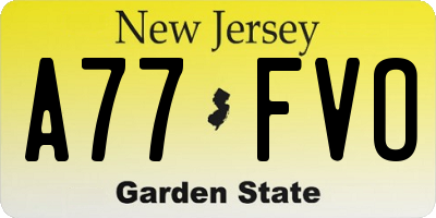 NJ license plate A77FVO