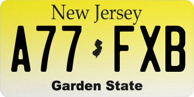 NJ license plate A77FXB