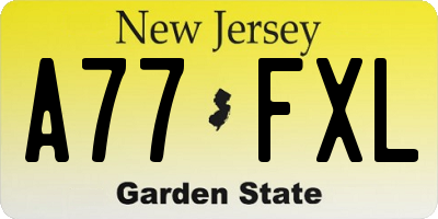 NJ license plate A77FXL