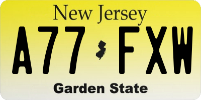 NJ license plate A77FXW